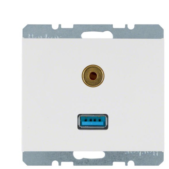 Мультимедійна USB/3.5мм розетка Berker K.1 3315397009 (полярна білизна)
