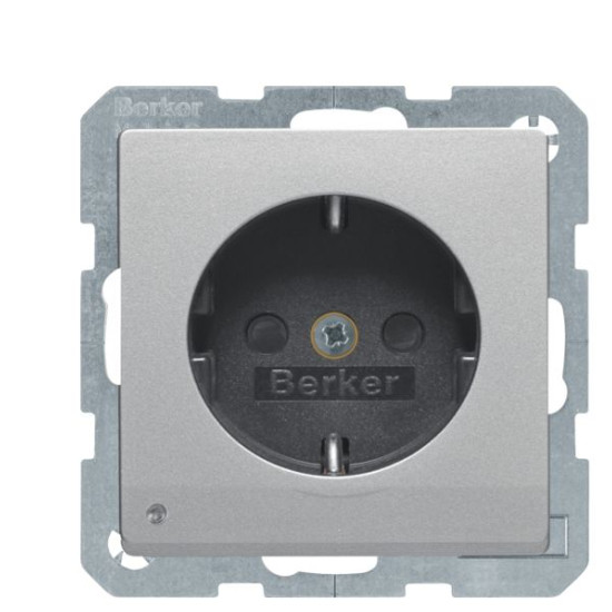 Розетка Berker Qx 41096084 із заземленням та з підсвіткою (алюміній)