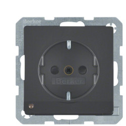 Розетка Berker Qx 41096086 із заземленням та з підсвіткою (антрацит)