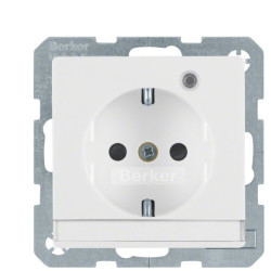 Розетка Berker Qx 41106089 із заземленням із полем для напису та з контрольною лампою (полярна білизна)