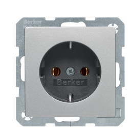 Розетка Berker Qx 41436084 з гвинтовими клемами із заземленням (алюміній)