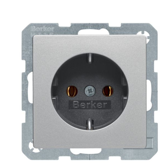 Розетка Berker Qx 41436084 з гвинтовими клемами із заземленням (алюміній)