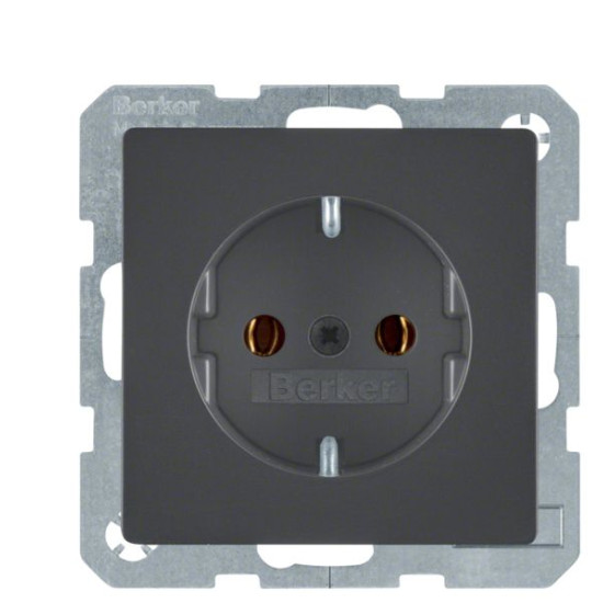 Розетка Berker Qx 41436086 з гвинтовими клемами із заземленням (антрацит)