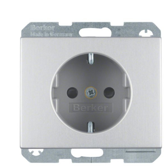 Розетка Berker K.5 47357003 із захистом контактів із заземленням (алюміній)