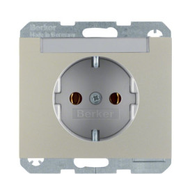 Розетка Berker K.5 47397004 з полем для напису із заземленням (нержавіюча сталь)