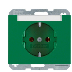 Розетка Berker Kx 47397013 з полем для напису із заземленням (зелена)