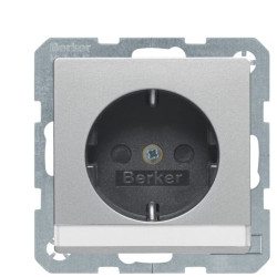 Розетка Berker Qx 47496084 з полем для напису із захистом контактів із заземленням (алюміній)