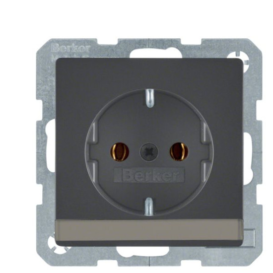 Розетка Berker Qx 47506086 з полем для напису із заземленням (антрацит)