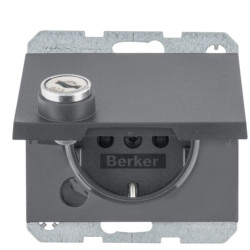 Розетка Berker K.1 47637006 із замком із заземленням та з кришкою (антрацит)