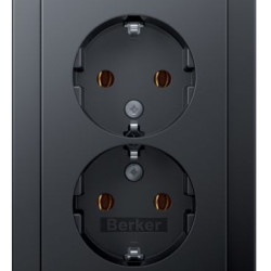Подвійна розетка Berker Q.1 47746086 із заземленням (антрацит)