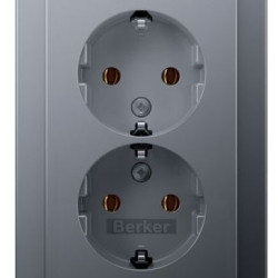 Подвійна розетка Berker Q.3 47746094 із заземленням (алюміній)