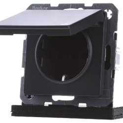 Розетка Berker Qx 47516086 із захистом контактів із заземленням та з кришкою (антрацит)