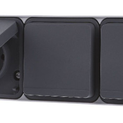 Потрійна горизонтальна розетка із з/к IP55, сіра, 16А/250В W.1