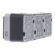 Потрійна горизонтальна розетка із з/к IP55, сіра, 16А/250В W.1