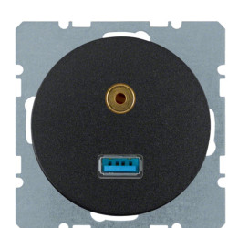 Мультимедійна USB/3.5мм аудіо розетка Berker Rx 3315392045 (чорна)