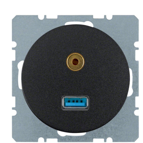 Мультимедійна USB/3.5мм аудіо розетка Berker Rx 3315392045 (чорна)