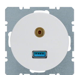 Мультимедійна USB/3.5мм аудіо розетка Berker Rx 3315392089 (полярна білизна)