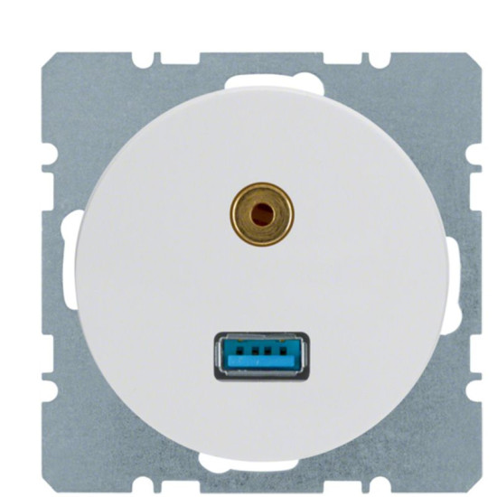 Мультимедійна USB/3.5мм аудіо розетка Berker Rx 3315392089 (полярна білизна)