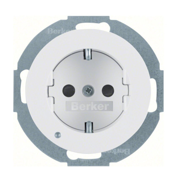 Розетка Berker Rx 41092089 із захистом від дітей із заземленням та з підсвіткою (полярна білизна)
