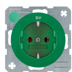 Розетка Berker Rx 47432003 із підписом «SV» із заземленням (зелена)