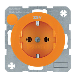Розетка Berker Rx 47432007 із підписом «ZSV» із заземленням (помаранчева)