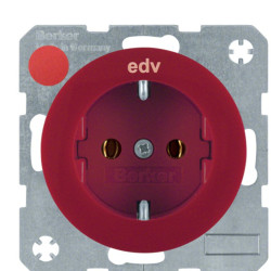 Розетка Berker Rx 47432022 з підписом «EDV» із заземленням (червона)
