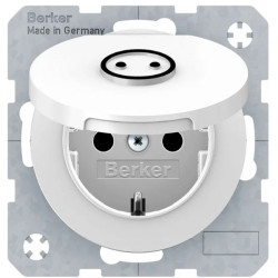 Розетка Berker Rx 47442079 із символом «Розетка» із заземленням та кришкою (полярна білизна)