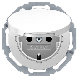 Розетка Berker 47442089 serie 1930 | R.classic із заземленням та з кришкою (полярна білизна)
