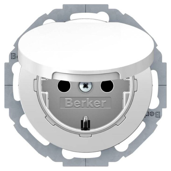Розетка Berker 47442089 serie 1930 | R.classic із заземленням та з кришкою (полярна білизна)