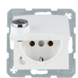 Розетка Berker S.1 47631909 із замком із заземленням та з кришкою (матова полярна білизна)
