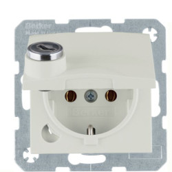 Розетка Berker S.1 47638982 із замком із заземленням та з кришкою (біла)