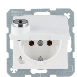 Розетка Berker S.1 47638989 із замком із заземленням та з кришкою (полярна білизна)