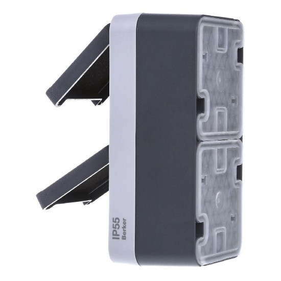 Подвійна вертикальна розетка із з/к IP55, сіра, 16А/250В W.1
