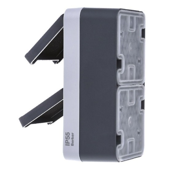 Подвійна вертикальна розетка із з/к IP55, сіра, 16А/250В W.1