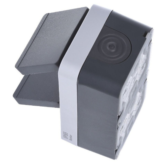 Подвійна вертикальна розетка із з/к IP55, сіра, 16А/250В W.1