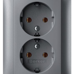 Подвійна розетка Berker S.1 47741404 із заземленням (алюміній)