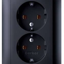Подвійна розетка Berker S.1 47741606 із заземленням (антрацит)