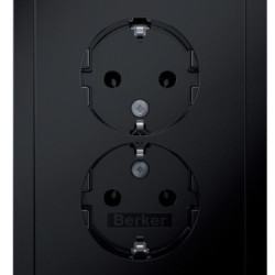 Подвійна розетка Berker R.3 47742245 із заземленням (чорна)