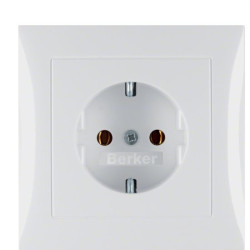 Розетка цільна з рамкою, полярна білизна, 16А/250В Berker S.1