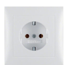 Розетка цільна з рамкою, полярна білизна матова, 16А/250В Berker S.1/B.3/B.7