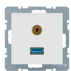 Розетка USB/3.5мм аудіо, полярна білизна матова Berker S.1/B.3/B.7