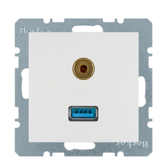 Розетка USB/3.5мм аудіо, полярна білизна матова Berker S.1/B.3/B.7