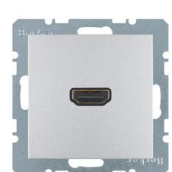 Розетка HDMI, підключення ззаду під кутом 90 градусів, алюміній Berker B.3/B.7