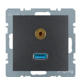 Розетка USB/3.5мм аудіо, антрацит Berker B.3/B.7