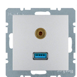 Розетка USB/3.5мм аудіо, алюміній Berker B.3/B.7
