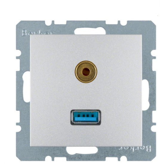 Розетка USB/3.5мм аудіо, алюміній Berker B.3/B.7