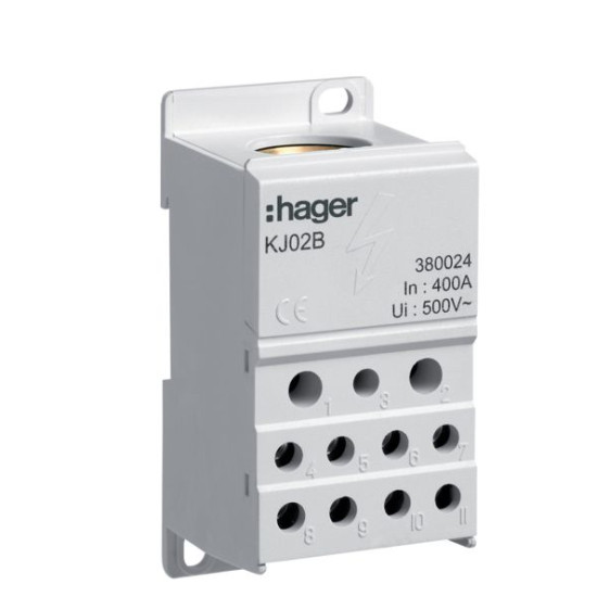 Блок розгалужувач Hager 400A (вхід 1х150мм2; вихід 2х25х16мм2+4х10мм2)