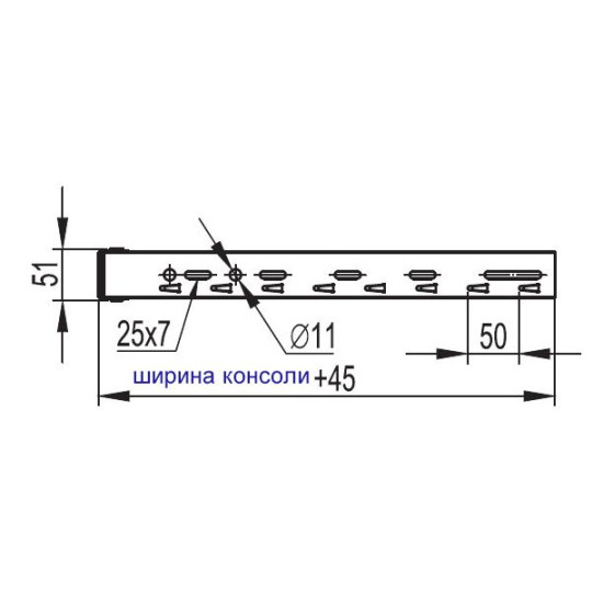 Консоль ML для дротяного лотка 500 мм DKC FC33834