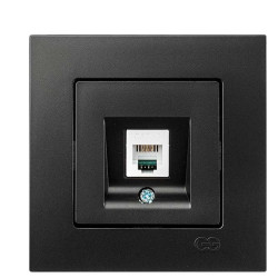 Розетка телефонна (RJ-11) Gunsan Eqona чорна metallic