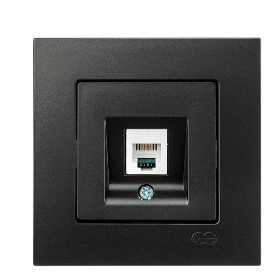 Розетка телефонна (RJ-11) Gunsan Eqona чорна metallic